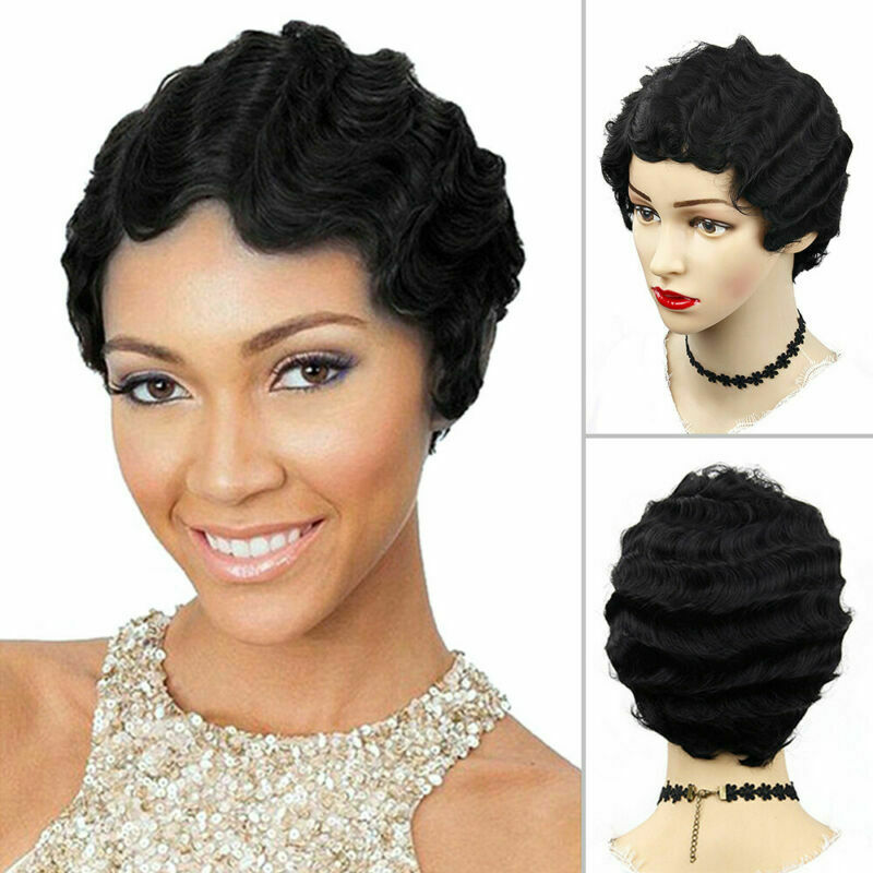 Lady Women Fashion Short Curly Wigs Black Blonde Wavy Hair Pexie Boycut Wig