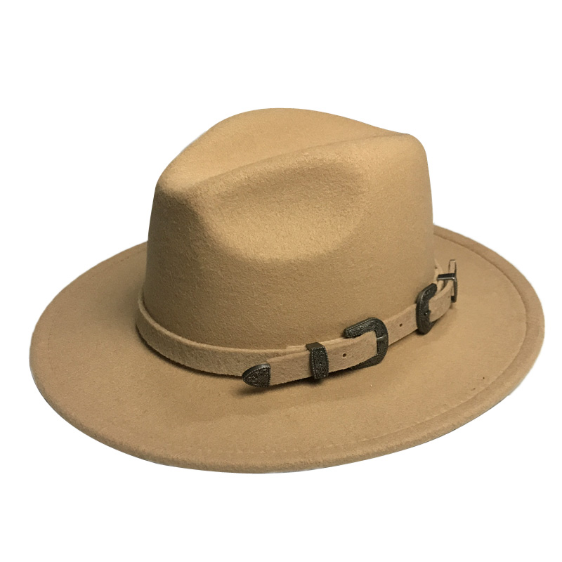 Winter Panama Hat Women Elegant Felt Caps Male Vintage Trilby Hat Wide Brim Fedora CAPS with Belt Chapeau Homme Feutre YY18016