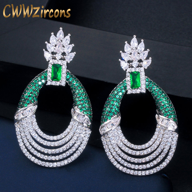 CWWZircons Elegant Design Micro Pave Cubic Zirconia Stone Geometric Round Drop Green Earrings Women Wedding Brides Jewelry CZ722
CWWZircons Elegant Design Micro Pave Cubic Zirconia Stone Geometric Round Drop Green Earrings Women Wedding Brides Jewelry CZ722