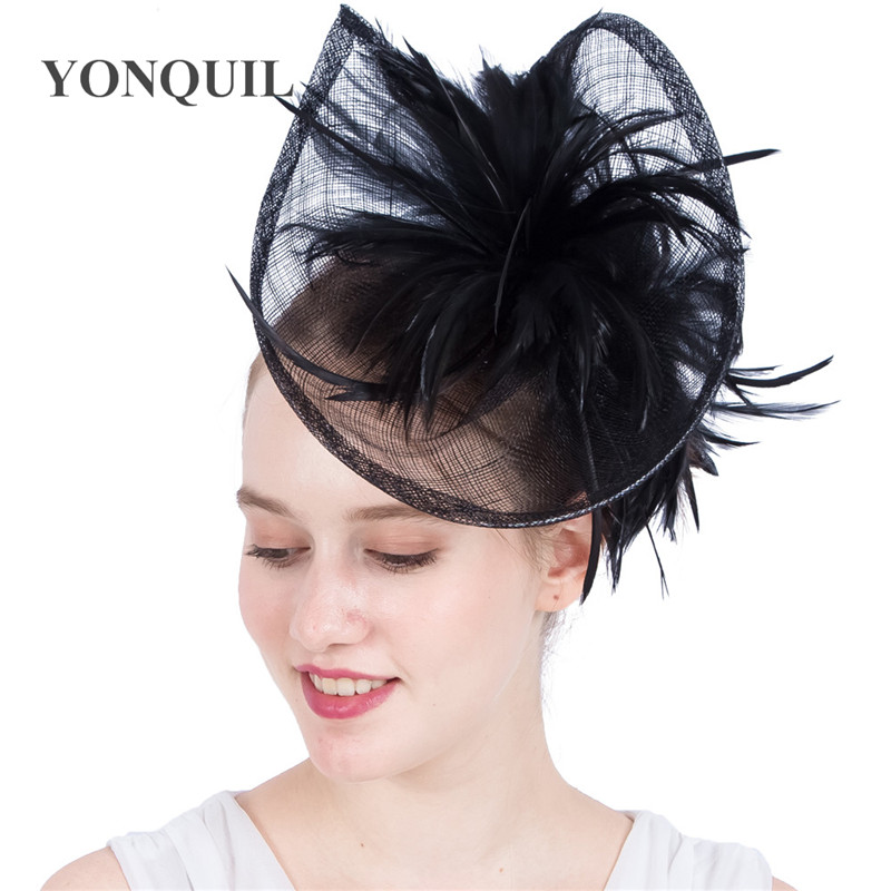 New Black Sinamay elegant bridal fascinator hat special shape feather headbands royal ascot accessories wedding party cocktail SYF121
New Black Sinamay elegant bridal fascinator hat special shape feather headbands royal ascot accessories wedding party cocktail SYF121