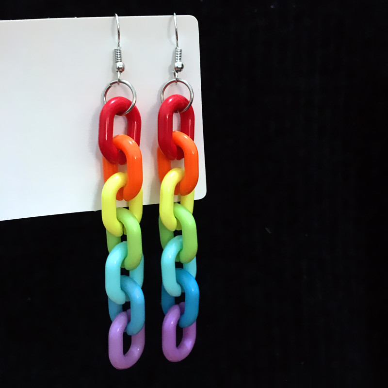 acrylic Colorful rainbow chain earrings personality versatile Dangle Drop Earrings For female Night Club Party Accesory
acrylic Colorful rainbow chain earrings personality versatile Dangle Drop Earrings For female Night Club Party Accesory