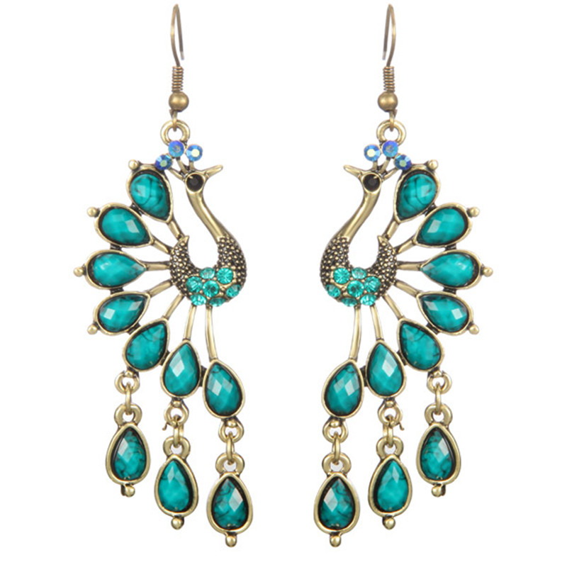 Charming Vintage Peacock Tassel Crystal Earrings Women Fashion Rhinestone Retro Ethnic Earrings Ladies Charm Earring Jewelry New
Charming Vintage Peacock Tassel Crystal Earrings Women Fashion Rhinestone Retro Ethnic Earrings Ladies Charm Earring Jewelry New