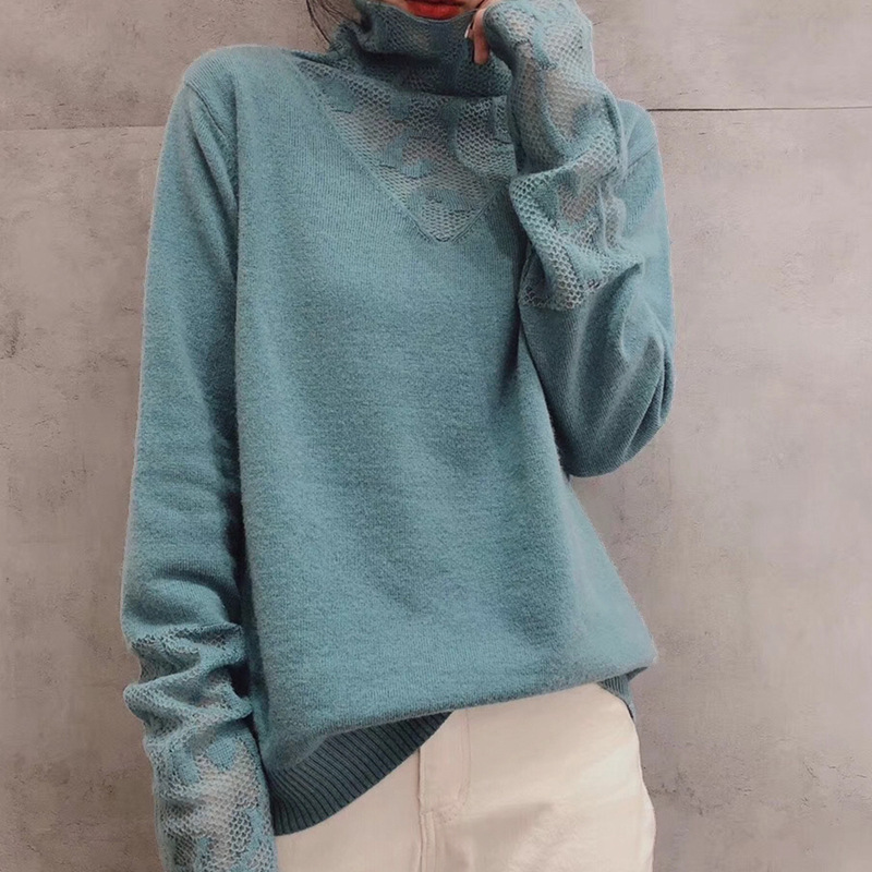 2020 autumn and winter new high-neck sweater slim slimming inner long-sleeved sweater lace stitching bottoming shirt women, 006
2020 autumn and winter new high-neck sweater slim slimming inner long-sleeved sweater lace stitching bottoming shirt women, 006