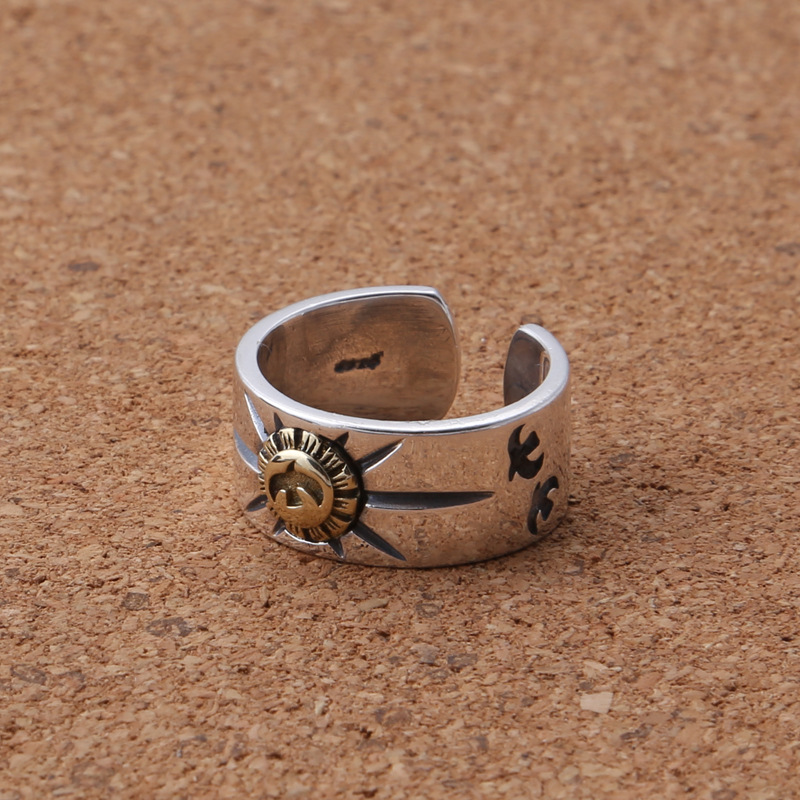 925 sterling silver handmade vintage jewelry American Japanese creative minimalism Eagle Talon band rings adjustable rings for men women