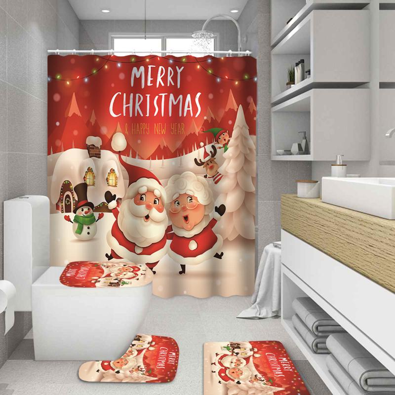 Santa Couple Elk Snowman 3D Print Toilet Bathroom Mat and Shower Curtain Christmas Bath Curtains Set Holiday Party Home Decor
Santa Couple Elk Snowman 3D Print Toilet Bathroom Mat and Shower Curtain Christmas Bath Curtains Set Holiday Party Home Decor