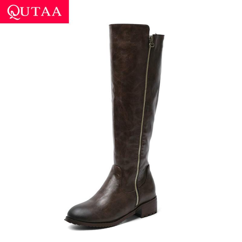 QUTAA 2020 PU Leather Middle Heel Antiskid Casual Women Shoes Round Toe Zipper Autumn Winter Fashion Knee High Boots Size 34-43, Black
QUTAA 2020 PU Leather Middle Heel Antiskid Casual Women Shoes Round Toe Zipper Autumn Winter Fashion Knee High Boots Size 34-43, Black