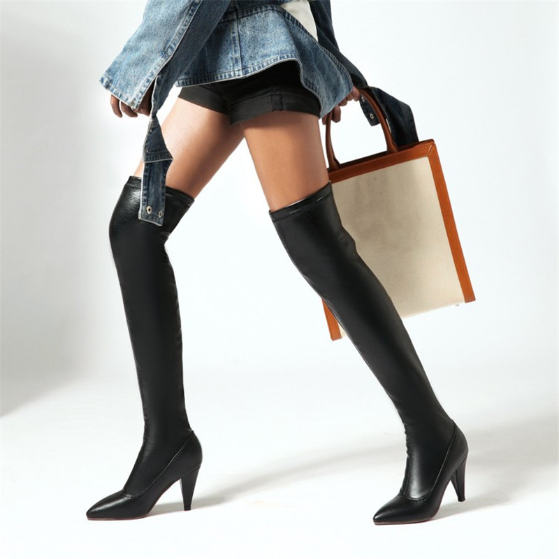 PXELENA 2020 Sexy Stretch Women Thigh High Boots Spike Heels Slip On Pointed Toe Lady Over The Knee Boots Shoes Plus Size 34-43, Brown
PXELENA 2020 Sexy Stretch Women Thigh High Boots Spike Heels Slip On Pointed Toe Lady Over The Knee Boots Shoes Plus Size 34-43, Brown