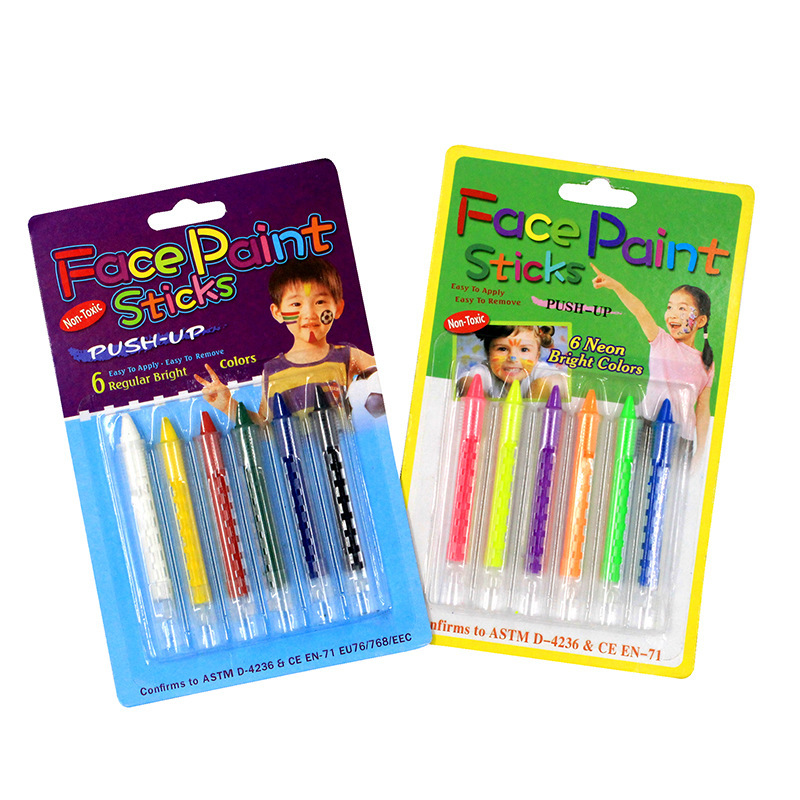 6 Colors Face Painting Crayon Pencils Splicing Structure Face Paint Crayon Body Painting Pen Stick For Children Party Makeup Tools