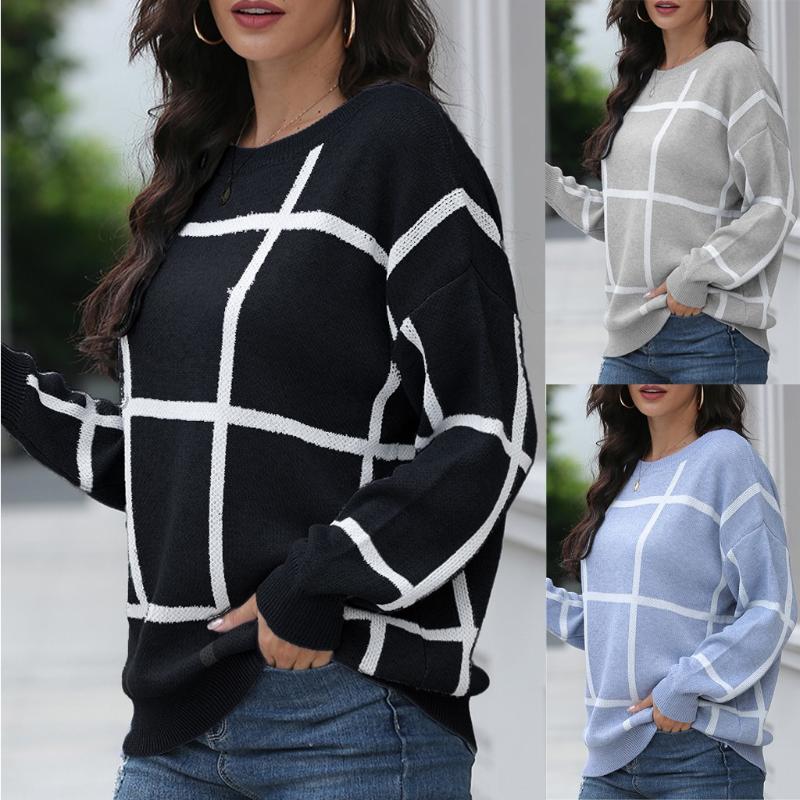 2020 women new Fashion long-sleeved plaid knitted pullover round neck autumn and winter sweater soft casual fashion best-selling
2020 women new Fashion long-sleeved plaid knitted pullover round neck autumn and winter sweater soft casual fashion best-selling