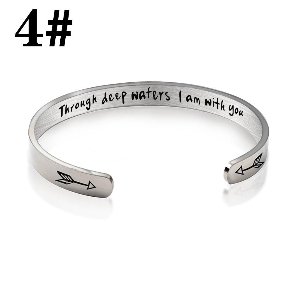 pretty Bangle Bracelet for Women Birthday Gifts Color Silver Inspirational Bracelets Bangles for Women Engraved Mantra Cuff Bangle