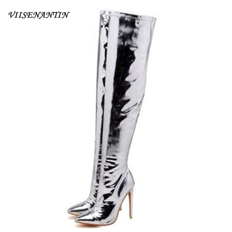 VIISENANTIN 2020 Stiletto Pointed Toe Catwalk Boots Super High-heel Pole Dance Silver Patent Leather Over The Knee Boots Woman, With 7cm tube 57cm
VIISENANTIN 2020 Stiletto Pointed Toe Catwalk Boots Super High-heel Pole Dance Silver Patent Leather Over The Knee Boots Woman, With 7cm tube 57cm