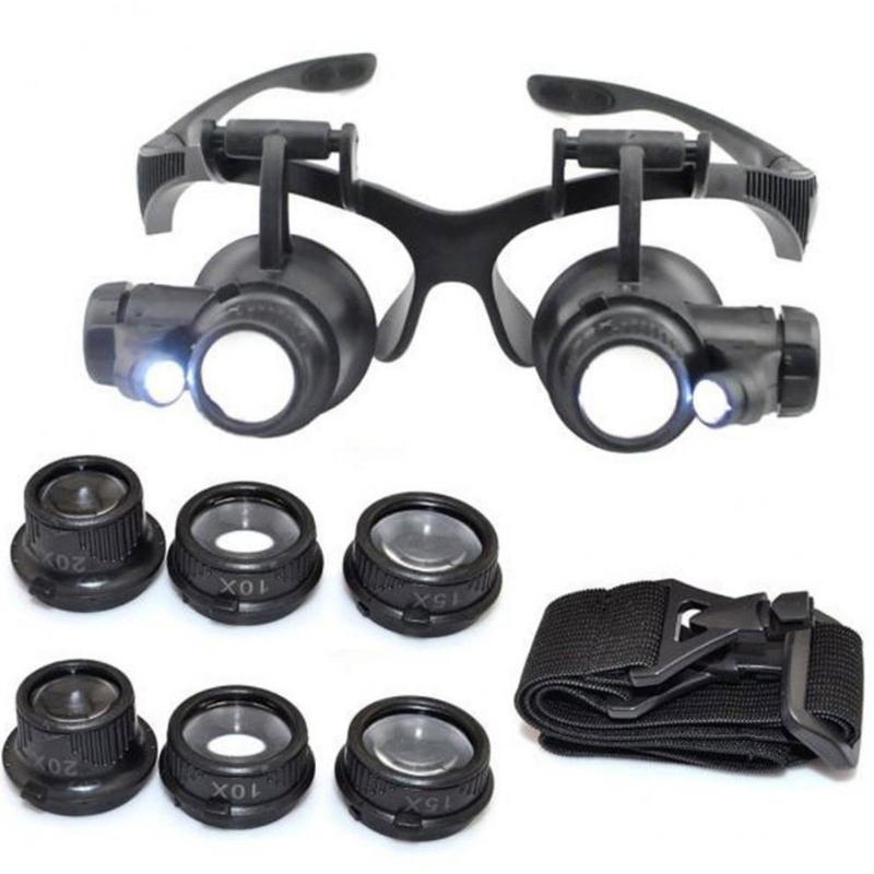 New LED Head-Mounted Magnifier Double Eye Glasses Loupe Lens Jeweler Watch Repair Measurement With LED Lamp
New LED Head-Mounted Magnifier Double Eye Glasses Loupe Lens Jeweler Watch Repair Measurement With LED Lamp