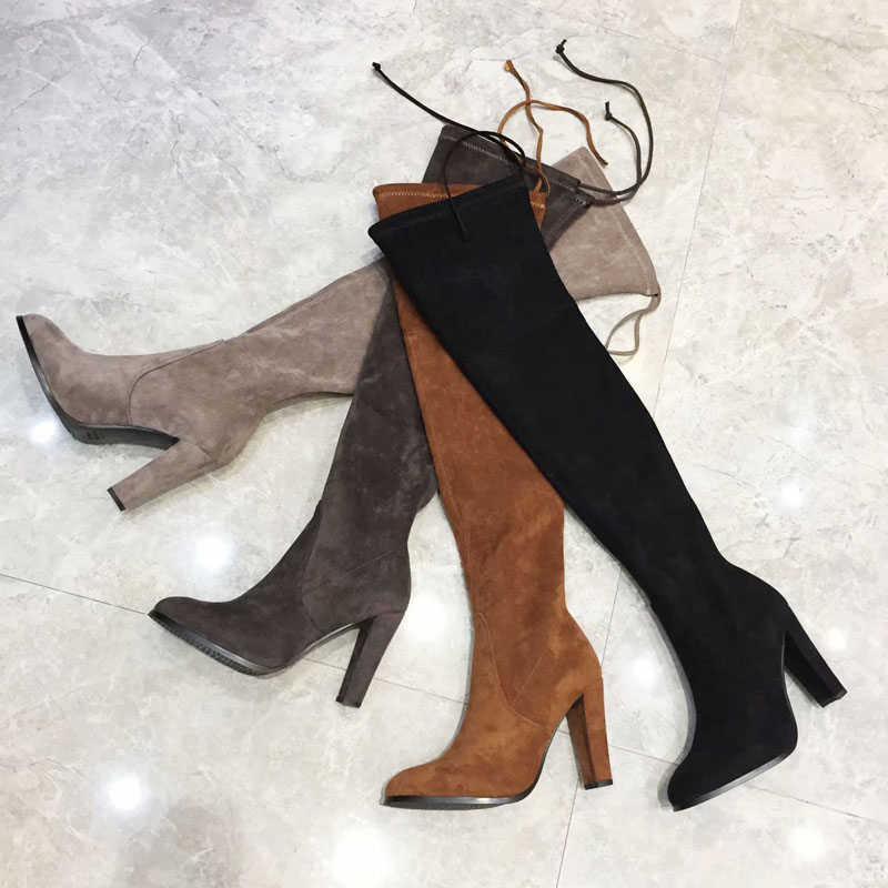 Sexy Long Black Tan Suede Leather Stretch Over The Knee Warm Boots Woman Shoes Chunky High Heel Sock Lace Up Botines Mujer 2020, As picture
Sexy Long Black Tan Suede Leather Stretch Over The Knee Warm Boots Woman Shoes Chunky High Heel Sock Lace Up Botines Mujer 2020, As picture