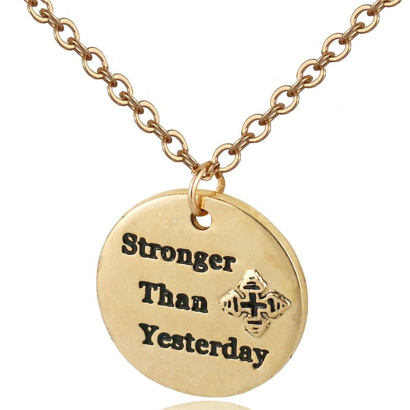Inspirational Workout Pendant Necklace Fitness Gym Gold Color Stronger Than Yesterday Charm Necklace Women Handmade Jewelry
Inspirational Workout Pendant Necklace Fitness Gym Gold Color Stronger Than Yesterday Charm Necklace Women Handmade Jewelry