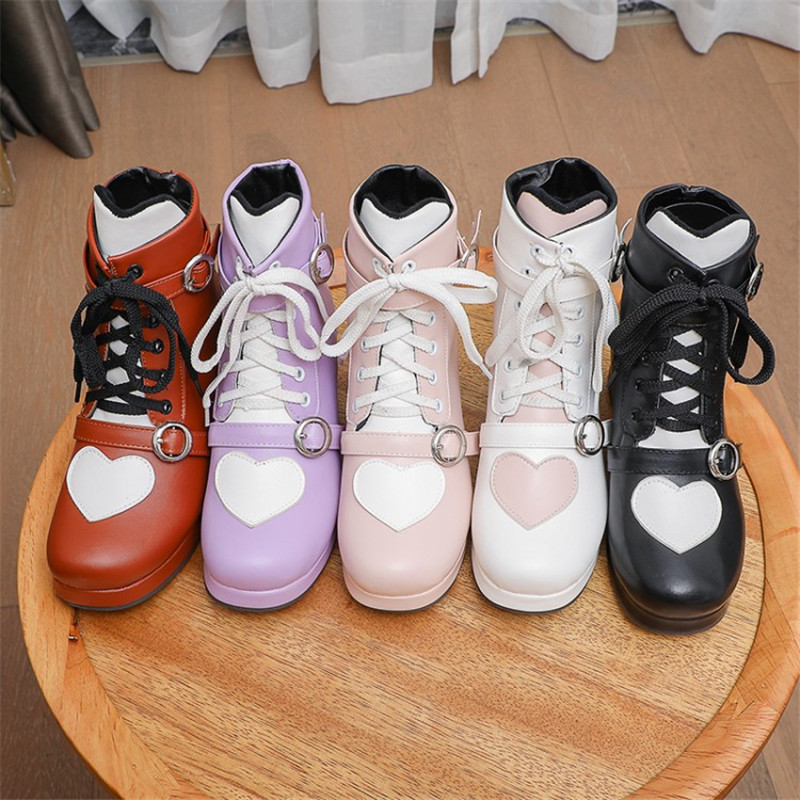 PXELENA 5 Colors 2020 Heart Shaped Women Cosplay Ankle Boots Large Size 34-45 Uniform Costume Boots Lady Purple Pink Brown Shoes
PXELENA 5 Colors 2020 Heart Shaped Women Cosplay Ankle Boots Large Size 34-45 Uniform Costume Boots Lady Purple Pink Brown Shoes