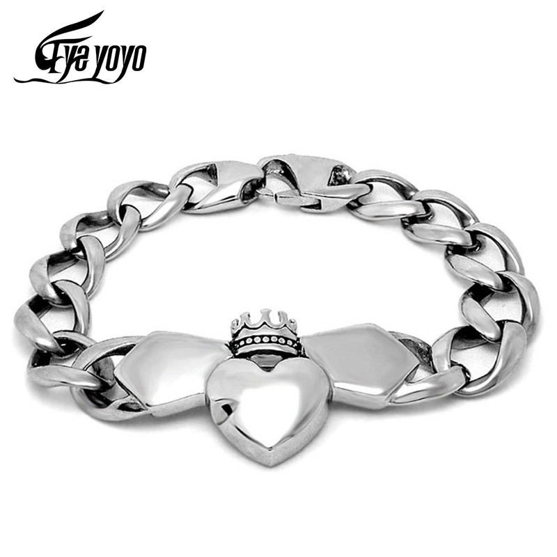 EyeYoYo 220mm Creative Titanium Steel Love Cuba Crown Hip hop Rock Male Curb Bracelet
EyeYoYo 220mm Creative Titanium Steel Love Cuba Crown Hip hop Rock Male Curb Bracelet
