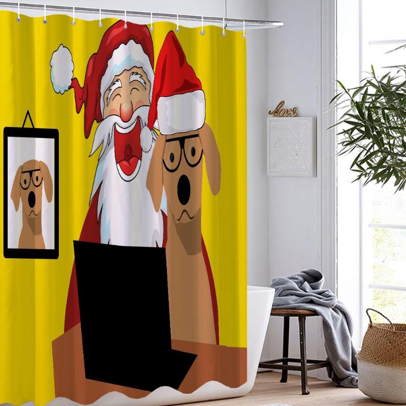 Shower Curtains Festival Holiday Party Merry Christmas Bathroom Curtain Washable Polyester Fabric Bath Home Textile