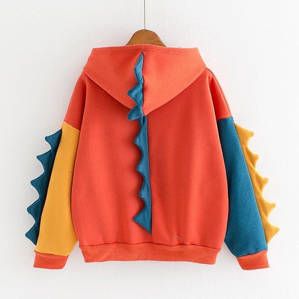 Hoodies Patchwork Winter Cute Harajuku Kawaii Sweatshirt Women Oversize Hooded Pullover dinosaur cos Tops Tracksuit Sudadera New 200924