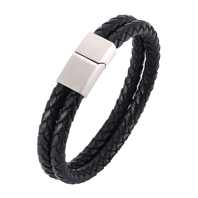 Simple Jewelry of Men Double Leather Bracelet Fashion Jewelry Charms Stainless Steel Magnetic Clasp Bangles Gifts BB0033
Simple Jewelry of Men Double Leather Bracelet Fashion Jewelry Charms Stainless Steel Magnetic Clasp Bangles Gifts BB0033