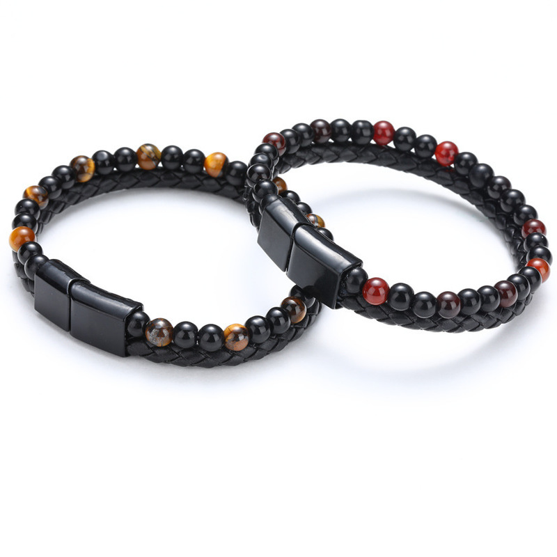 Punk Men Jewelry Braided Leather Bracelet Stainless Steel Magnetic Clasp Tiger eye Beads Bracelet Men Wrist Gifts Fashion Bangle
Punk Men Jewelry Braided Leather Bracelet Stainless Steel Magnetic Clasp Tiger eye Beads Bracelet Men Wrist Gifts Fashion Bangle
