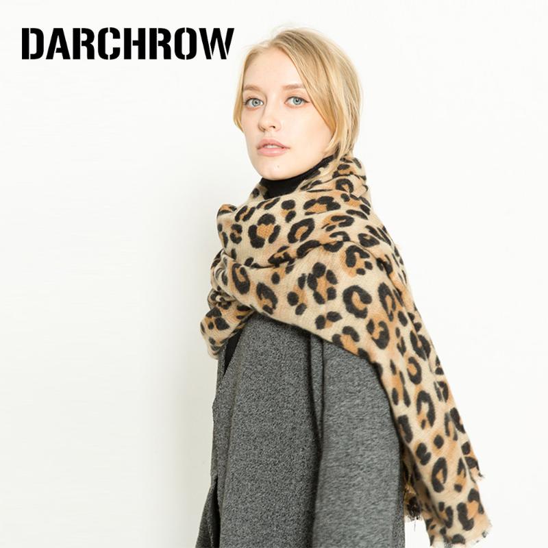 DARCHROW Leopard Printed Scarf Women Winter Blanket Scarf Warm Soft Cashmere Thicken Shawls Scarves for Women Lady