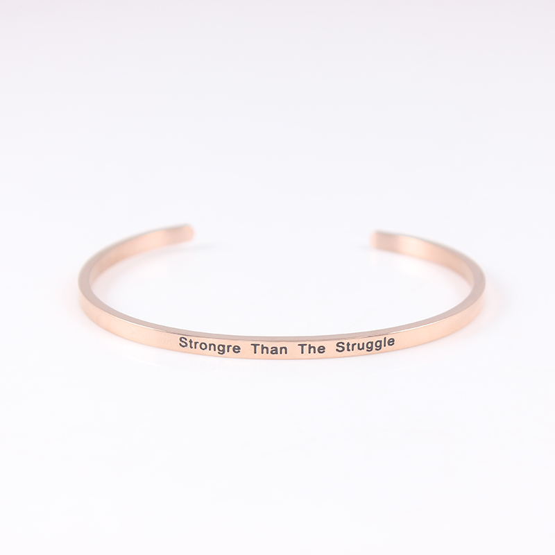 New Stainless Steel Open Rose Gold Bracelet Bangle Engraved Words Bracelet Bangle Jewelry
New Stainless Steel Open Rose Gold Bracelet Bangle Engraved Words Bracelet Bangle Jewelry