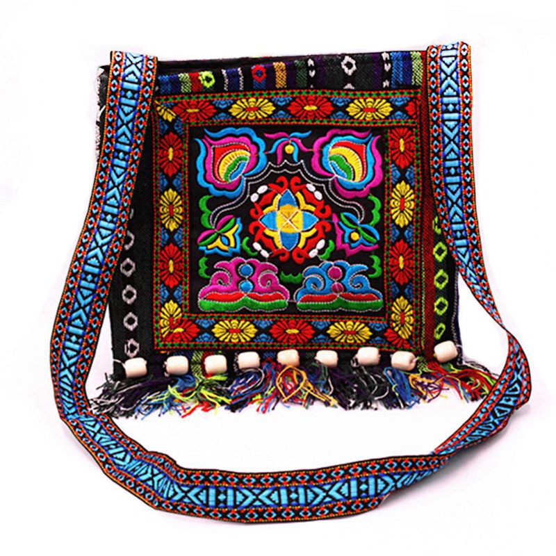 Shoulder Bags Hmong Vintage Chinese National Style Ethnic Bag Embroidery Boho Hippie Tassel Tote Messenger, As shown
Shoulder Bags Hmong Vintage Chinese National Style Ethnic Bag Embroidery Boho Hippie Tassel Tote Messenger, As shown
