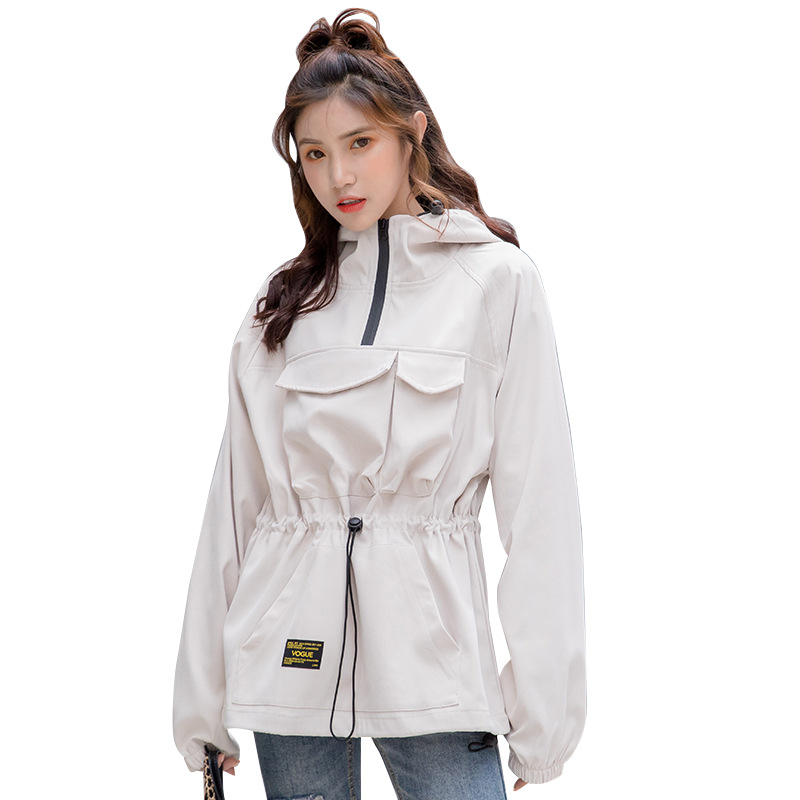 Cargo Jacket Drawstring Waist Loose Outwear Oversize Solid Fashion Spring Autumn Coat Korean Windbreaker Women Tops L0039, Beige
Cargo Jacket Drawstring Waist Loose Outwear Oversize Solid Fashion Spring Autumn Coat Korean Windbreaker Women Tops L0039, Beige