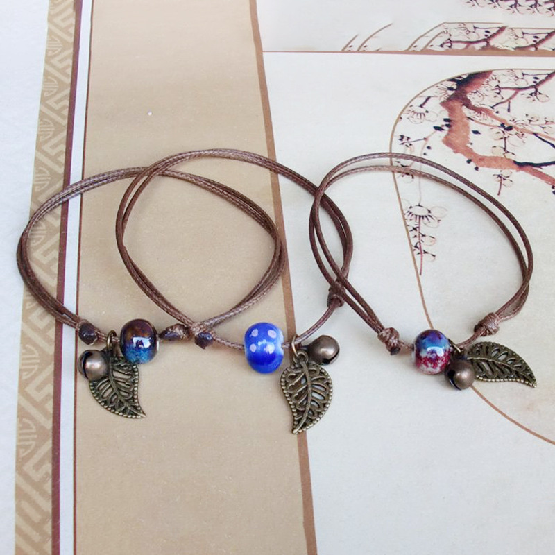 Simple Vintage High Temperature Kiln Ceramic Beads Bells Leaves Pendants Bracelets Hand-woven Adjustable Student Jewelry
Simple Vintage High Temperature Kiln Ceramic Beads Bells Leaves Pendants Bracelets Hand-woven Adjustable Student Jewelry