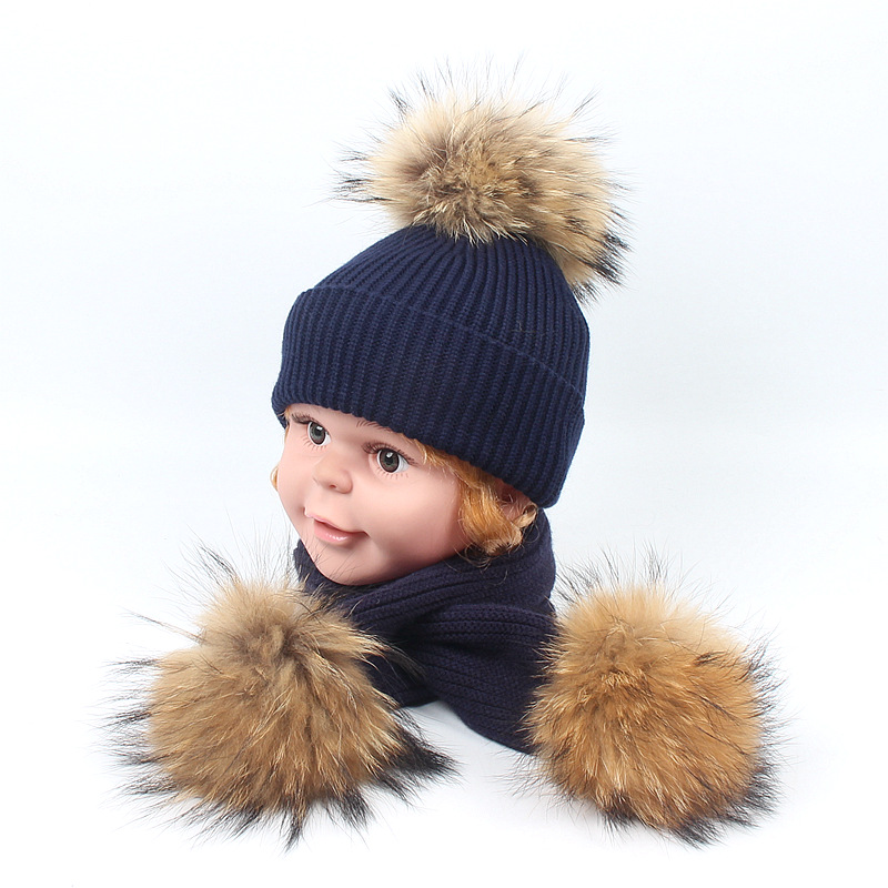 Children Kids raccoon fur ball wool hat scarf set Baby Autumn Winter Warm Real Natural Fur Kids Hat Fashion Cap+Scraf 2Pcs Suit, Black
Children Kids raccoon fur ball wool hat scarf set Baby Autumn Winter Warm Real Natural Fur Kids Hat Fashion Cap+Scraf 2Pcs Suit, Black