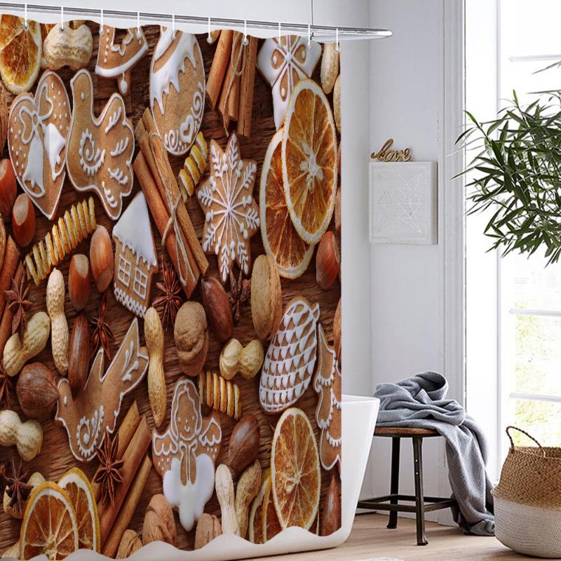 Shower Curtains Festival Holiday Party Merry Christmas Bathroom Curtain Washable Polyester Fabric Bath Home Textile