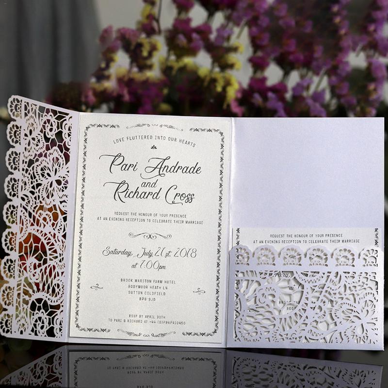 10PCS Laser Cut Wedding Invitations Cards Tri-Fold Lace Business invitation Cards Party Decor Wedding Bridal Shower Birthday
10PCS Laser Cut Wedding Invitations Cards Tri-Fold Lace Business invitation Cards Party Decor Wedding Bridal Shower Birthday