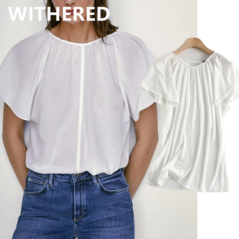 Withered england style office lady basic simple cotton pleated backless shirt ruffles blouse women blusas mujer de moda 2020, White
Withered england style office lady basic simple cotton pleated backless shirt ruffles blouse women blusas mujer de moda 2020, White