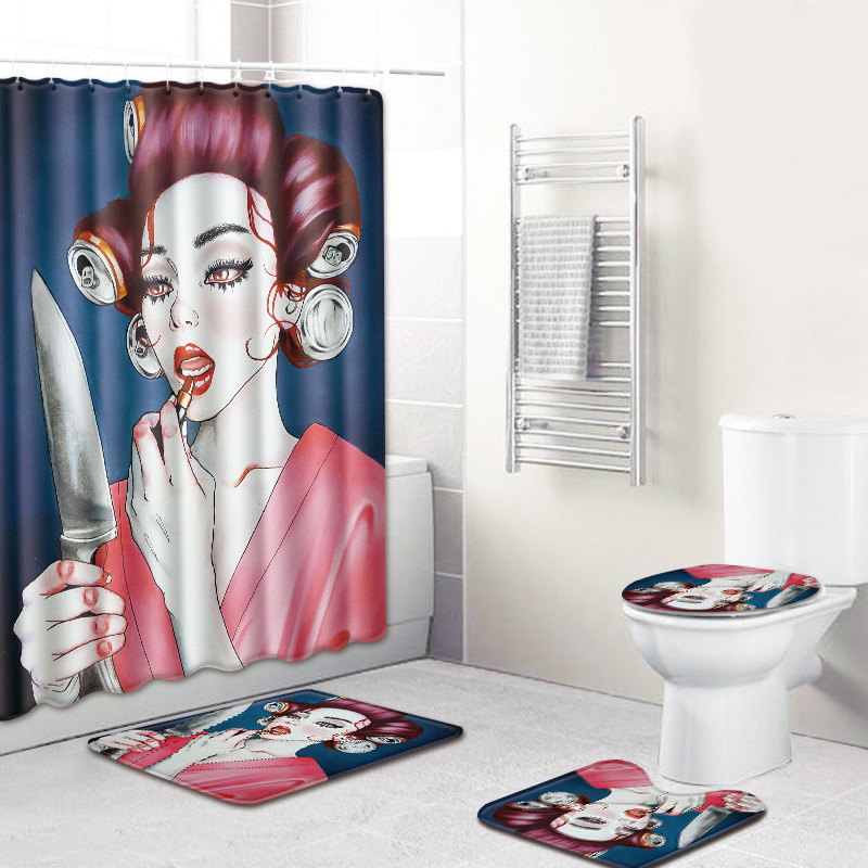 4 Pcs/Set Fashion African American Women Shower Curtains with Hooks Bath Rug Sets Non Slip Carpet Toilet Cover Bath Mat Set, Color3
4 Pcs/Set Fashion African American Women Shower Curtains with Hooks Bath Rug Sets Non Slip Carpet Toilet Cover Bath Mat Set, Color3
