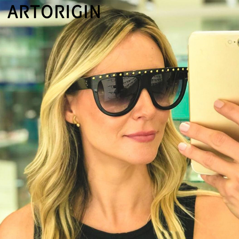 Flat Top Sunglasses Women Brand Designer Square Shades Gradient Sun Glasses Men Cool UV400 Mirror