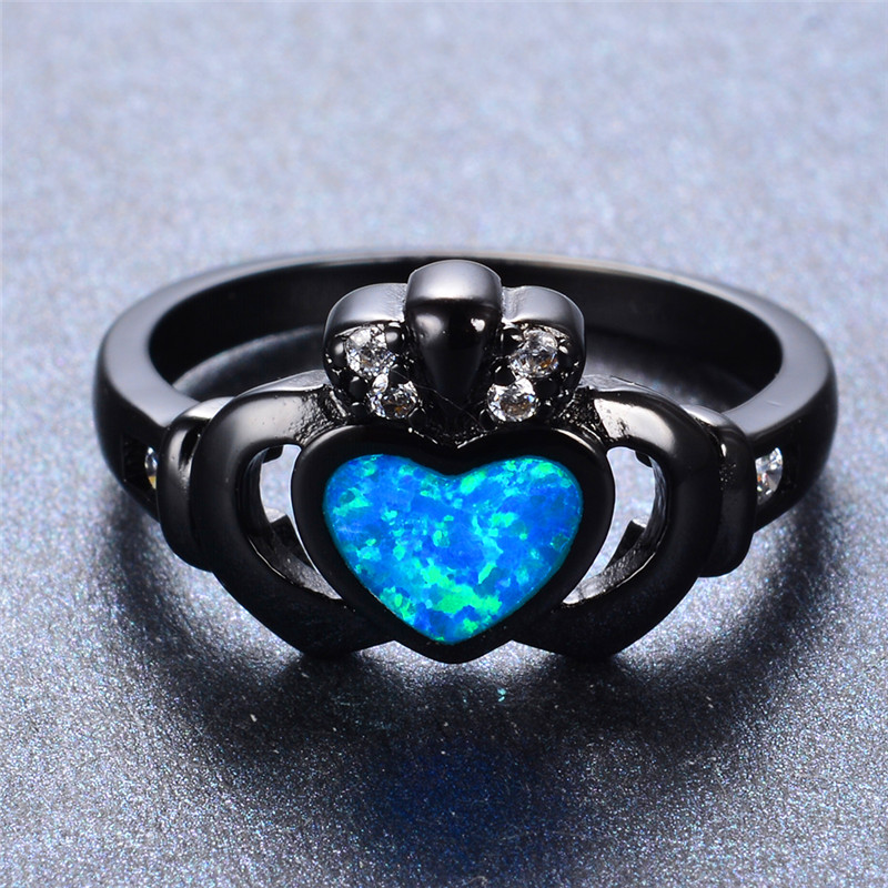 Boho Female Blue Fire Opal Ring Vintage 14KT Black Gold Wedding Rings For Women Promise Love Heart Engagement Ring
Boho Female Blue Fire Opal Ring Vintage 14KT Black Gold Wedding Rings For Women Promise Love Heart Engagement Ring