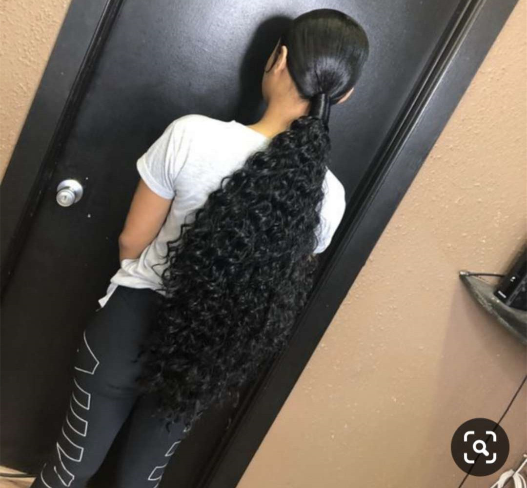 Hot new Brazilian deep wave hair bundles extened ponytail trendy hairstyle 100% human hair ponytail wraps pony tail for black women140g