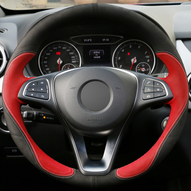 Hand-stitched Car Steering Wheel Cover Black Red Suede for Mercedes-Benz C180 C200 C260 C300 B200 Free shipping
Hand-stitched Car Steering Wheel Cover Black Red Suede for Mercedes-Benz C180 C200 C260 C300 B200 Free shipping