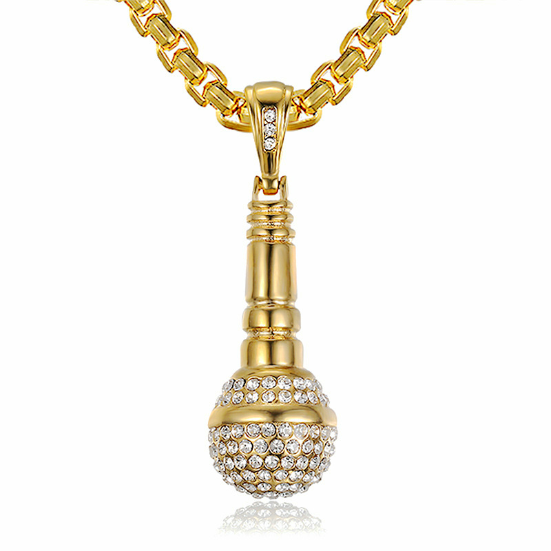 Hip Hop Rhinestones Paved Bling Iced Out Gold Silver Color Stainless Steel Microphone Pendants Necklace for Men Rapper Jewelry
Hip Hop Rhinestones Paved Bling Iced Out Gold Silver Color Stainless Steel Microphone Pendants Necklace for Men Rapper Jewelry