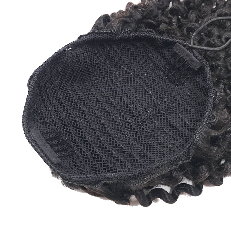 Curly Ponytail Extension for Black Women Brown Color Drawstring Ponytail Curly for African Women Human Hair Afro Kinky Ponytail Extension