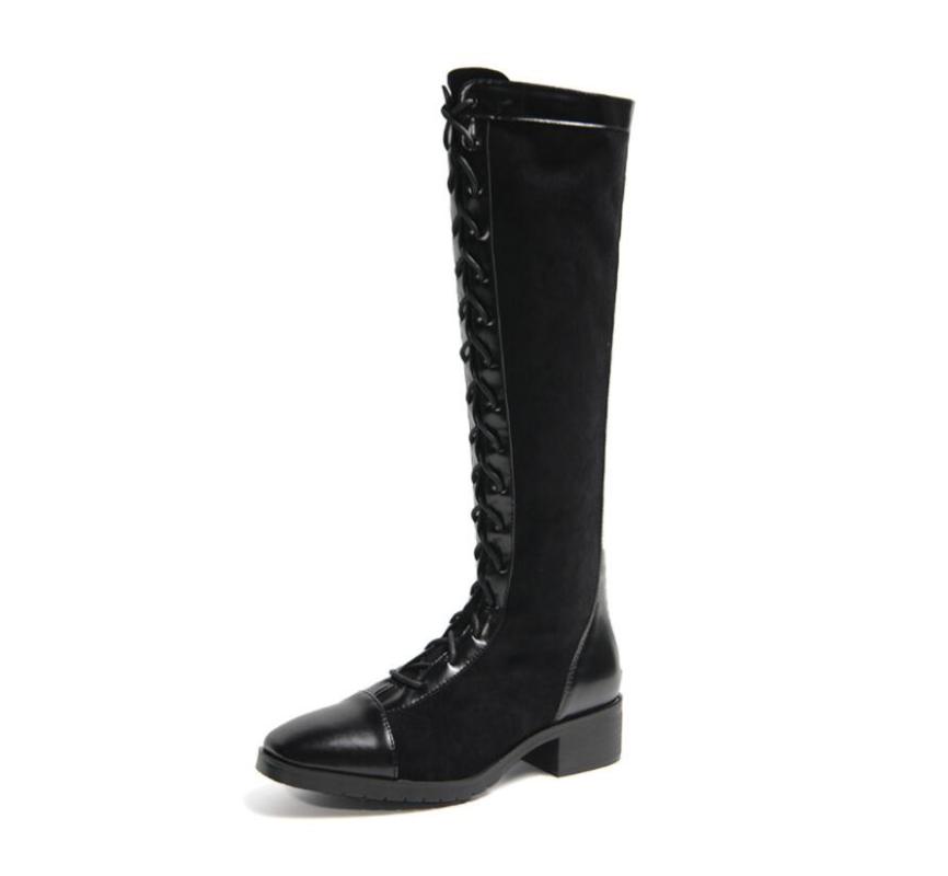 Winter new thick heel knee boots female locomotive high boots with platform, Black
Winter new thick heel knee boots female locomotive high boots with platform, Black