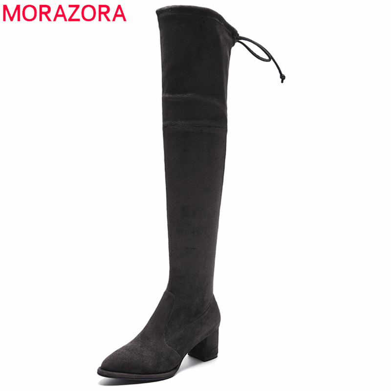 MORAZORA 2020 plus size 33-42 pointed toe women boots zip flock leather thigh high boots autumn fashion square heel long, Black
MORAZORA 2020 plus size 33-42 pointed toe women boots zip flock leather thigh high boots autumn fashion square heel long, Black