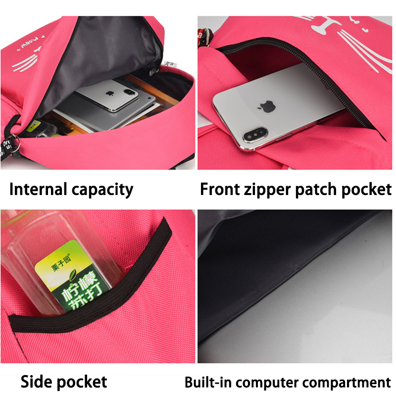 2020 Cute Cartoon School Bags for Teenage Girls Nylon Backpack Schoolbag Women Famale Casual Teen Student Bookbag Cat Ears New LJ201029