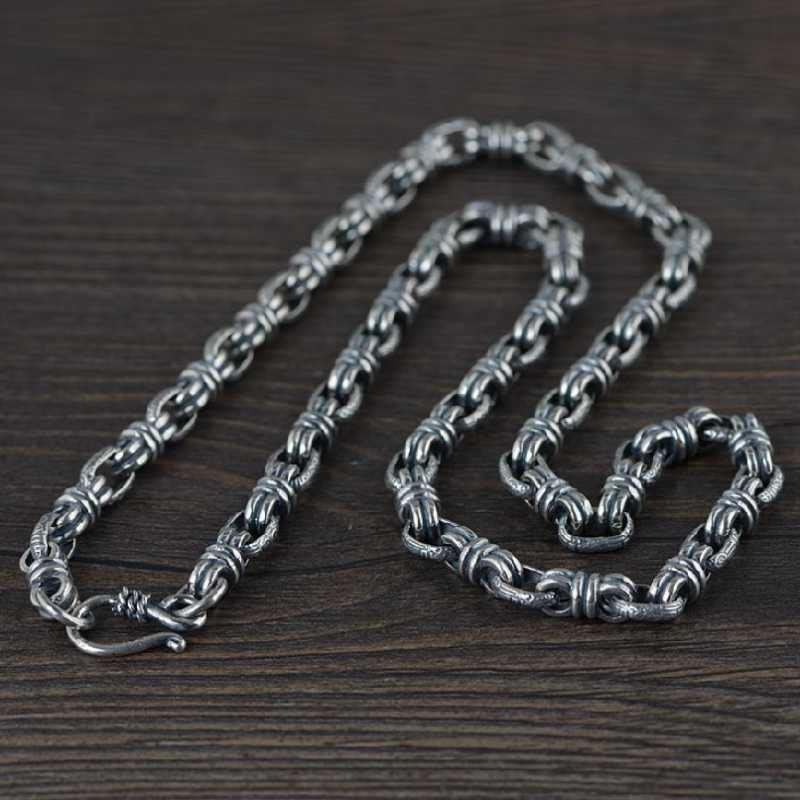 S925 Sterling silver vintage rope knot Necklace Thai silver Double round chain men women S hook antique necklace jewelry
S925 Sterling silver vintage rope knot Necklace Thai silver Double round chain men women S hook antique necklace jewelry