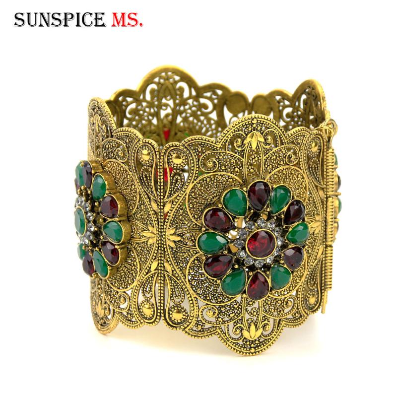 Sunspicems Big Ethnic Algerian Bangle for Women Antique Gold Color African Crystal Wedding Jewelry Gift
Sunspicems Big Ethnic Algerian Bangle for Women Antique Gold Color African Crystal Wedding Jewelry Gift