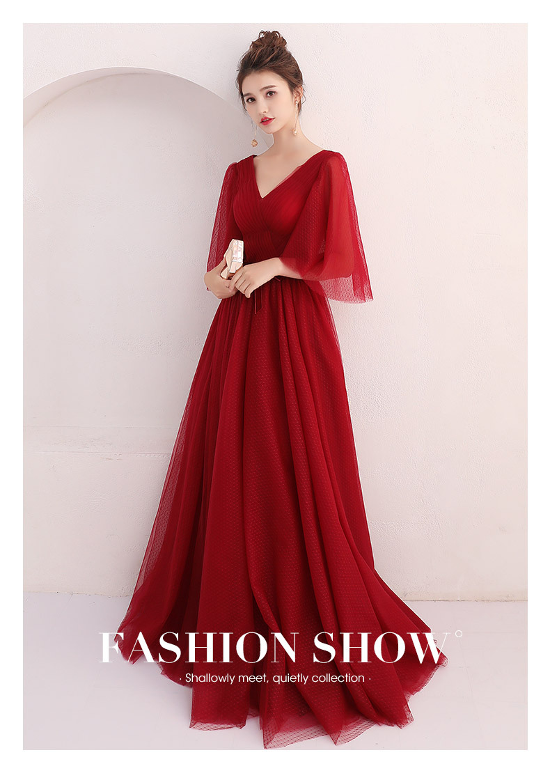 Fashion Wine Red Banquet Evening Dresses Sexy Deep V-neck Floor Length Party Prom Gown Plus Size Women Dress Vestido Debutante