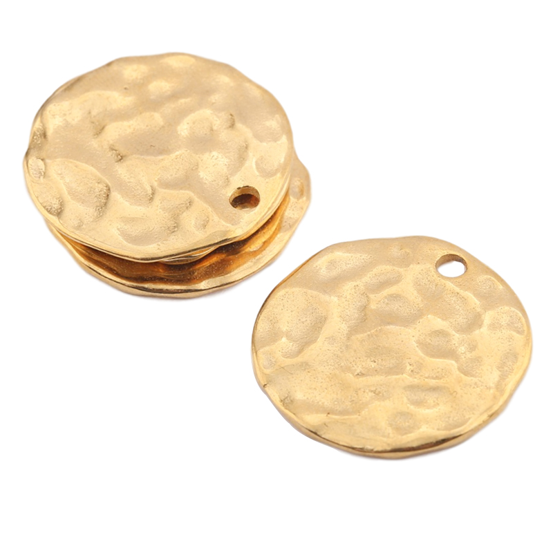 

2pcs Stainless Steel Gold Tone Round Hammered Stamping Charms Disc Pendants Tags Dangle Earrings Charms For Diy Jewelry Making