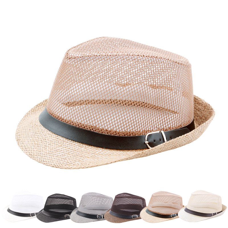 Summer hollow mesh breathable jazz hat old man bowler hat outdoor sun protection sun straw, White
Summer hollow mesh breathable jazz hat old man bowler hat outdoor sun protection sun straw, White