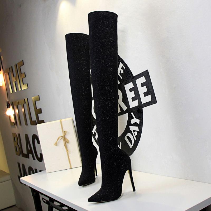 2020 European And American Style Fashion Stiletto High-heeled Boots Women Pointed Toe Sequins Shiny Sexy Thin Knee Boots, Black
2020 European And American Style Fashion Stiletto High-heeled Boots Women Pointed Toe Sequins Shiny Sexy Thin Knee Boots, Black