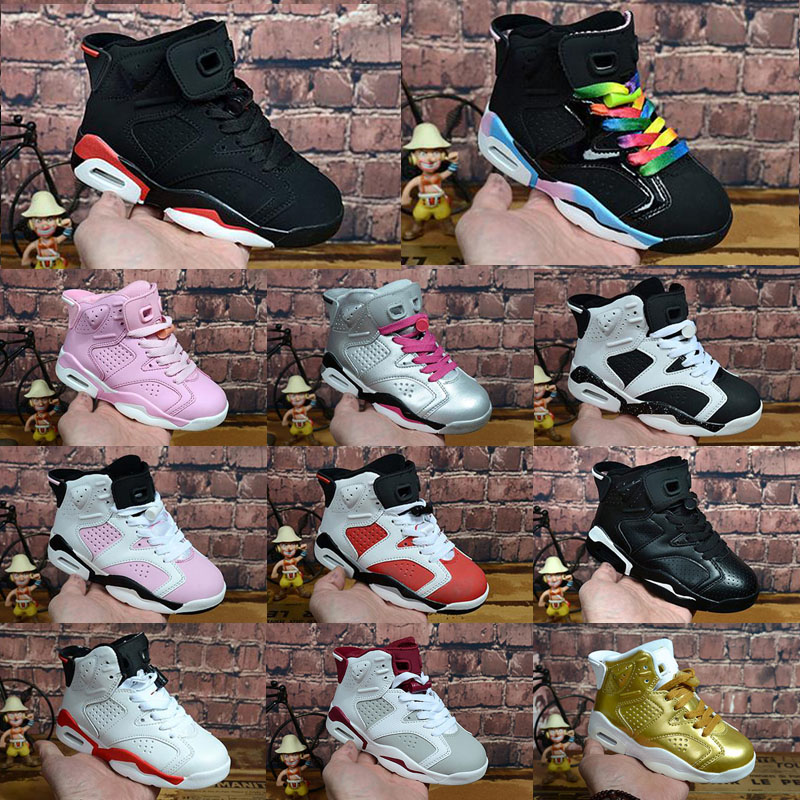 Kids shoes 6 VI Sneaker infrared Black Cat Pink carmine oreo Basketball Shoes Children Boy Girls Shoes Toddlers Trainers Size 28-35